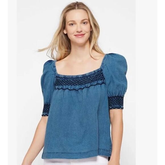 Faherty Presley 100% Organic Cotton Chambray Shirt NWT Size Small - Picture 1 of 13